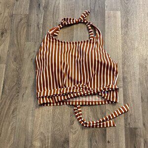 Coral Reef Swim Top Size XL Striped Halter Padded